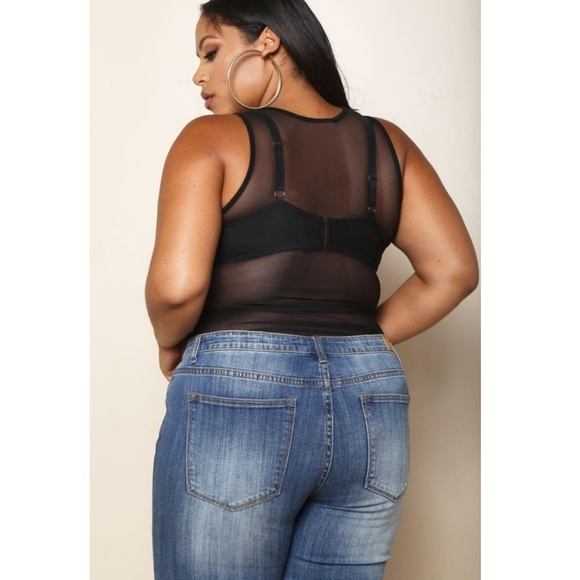 🎉HP🎉🆕🌸 Sleeveless Stretch Mesh Bodysuit - Picture 6 of 6